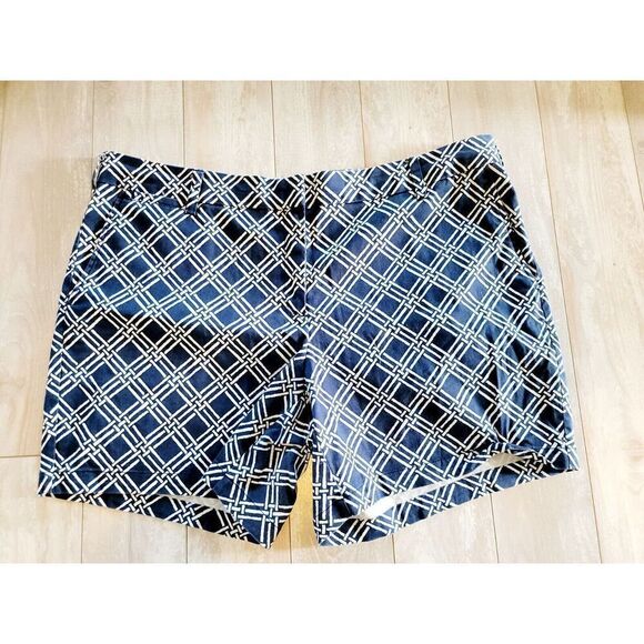 Lands' End 20W Blue White Shorts‎ Women's Beach Preppy Pockets Stretch - Picture 1 of 6